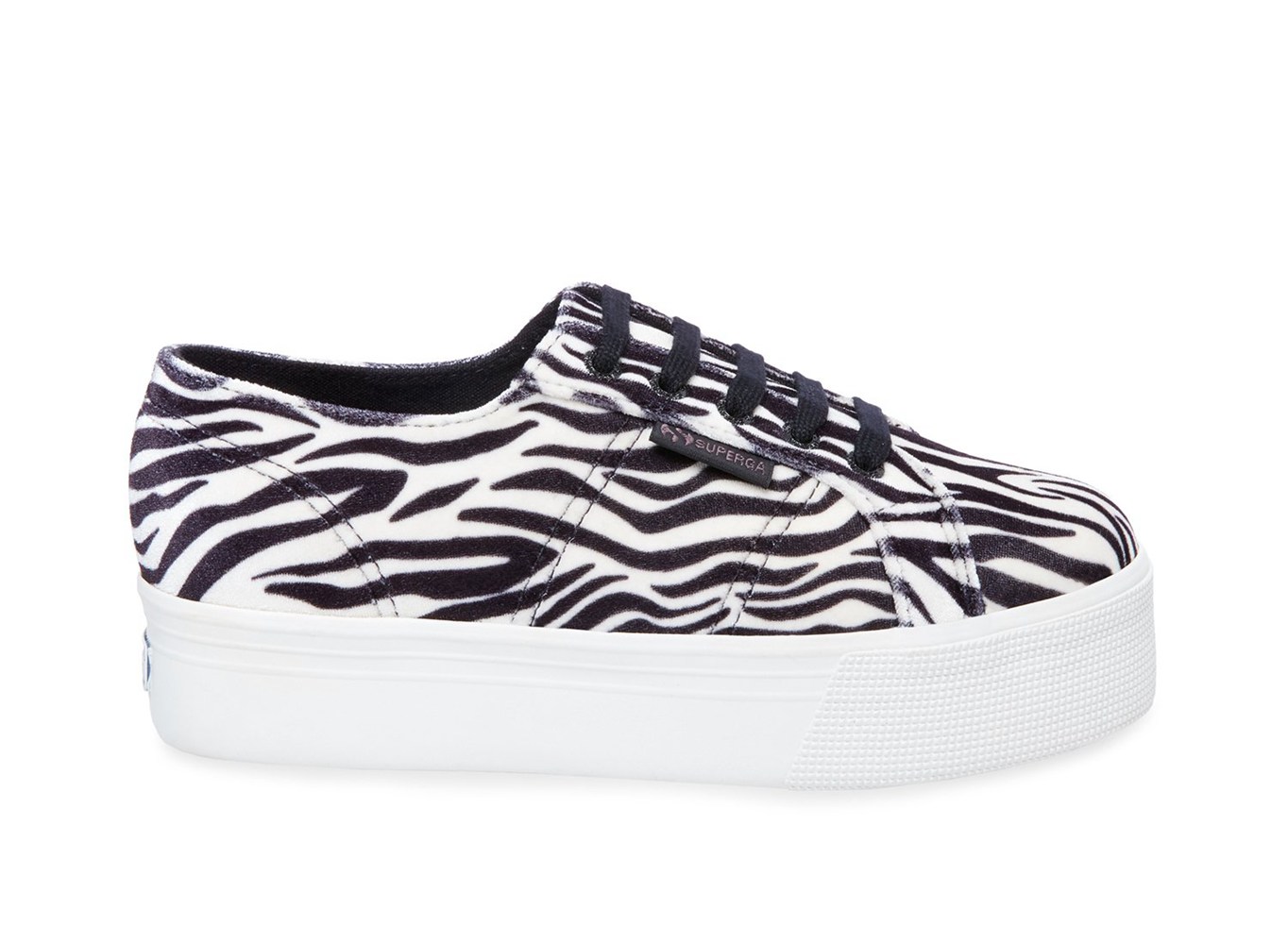 Zapatillas Superga Mujer Negras/Blancas - 2790 Fanvelvetw - 591762YUA